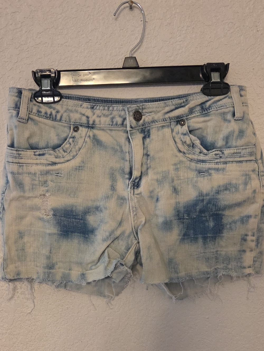 a.n.a Blue and White Tie-Dye Denim Cutoff Shorts